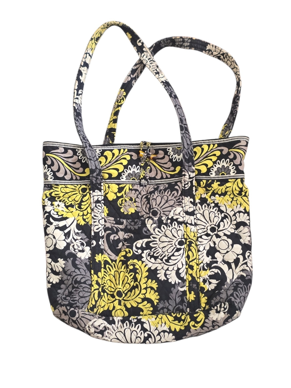 Vera Bradley Baroque Quilted Floral Print Tote Bag in Yellow, Black & White